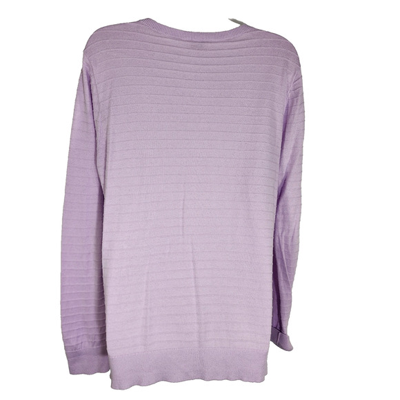Loft Outlet Women's Cardigan Sweater Long Sleeve Button Up Purple Striped Large - Picture 2 of 10